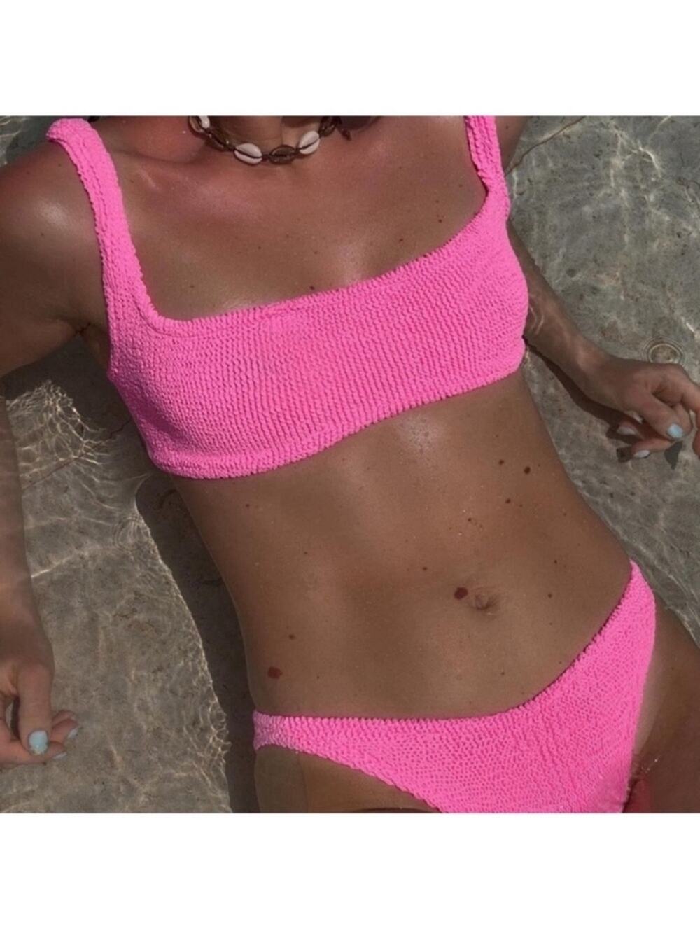 Hunza G Xandra Bikini Set Crinkle Bubblegum Pink OS